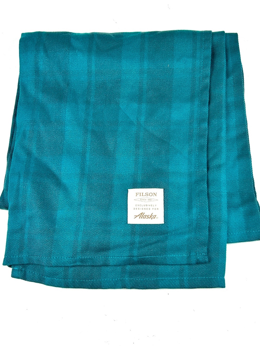 Filson Alaska Airlines First Class Amenity Blue Plaid Throw Blanket 37" X 52"
